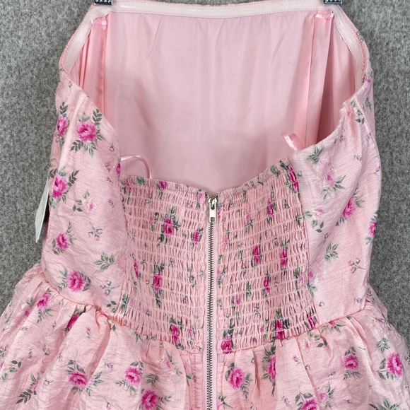 Altar’d State strapless tiered maxi dress Medium pink floral cottagecore roses - Picture 7 of 11